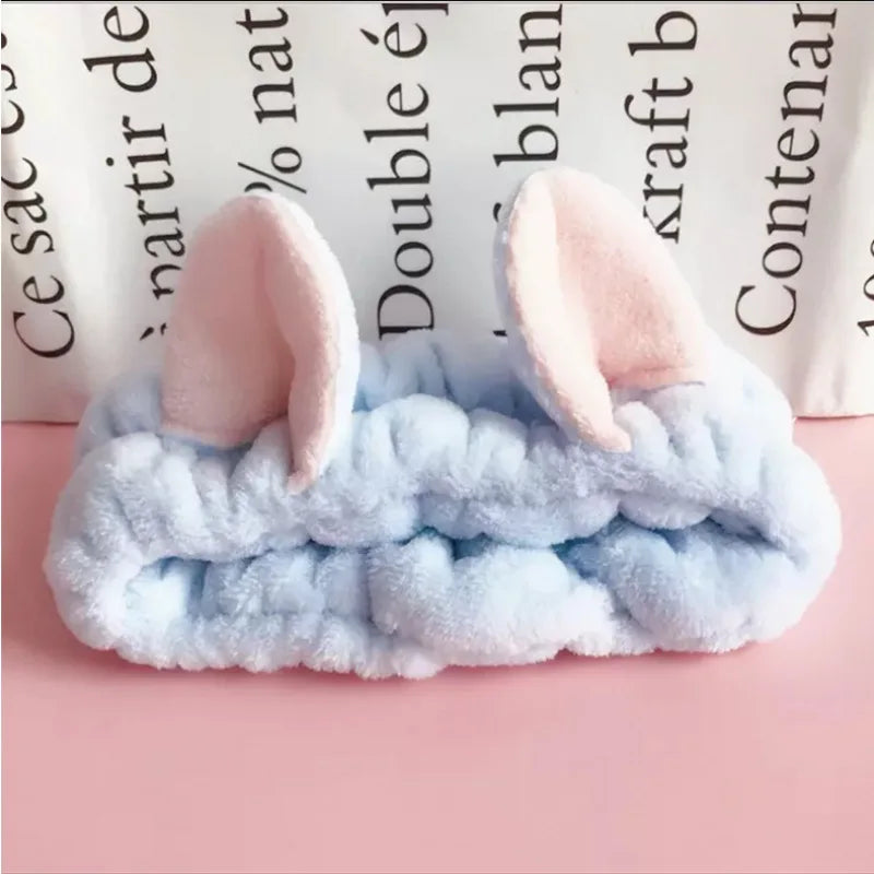 Bowknot Hairband, Rabbit, Cat Ear, Cute Plush Elastic Hair Band, Flannel Make up Headbands