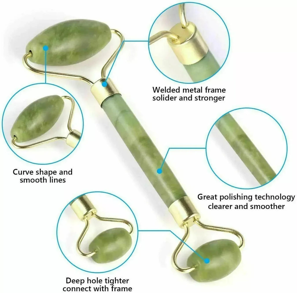 Natural Facial Jade, Lifting Roller and Gua Sha, Massage Tools, Jade Roller Set