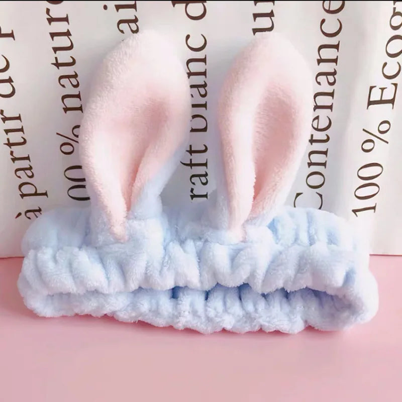Bowknot Hairband, Rabbit, Cat Ear, Cute Plush Elastic Hair Band, Flannel Make up Headbands
