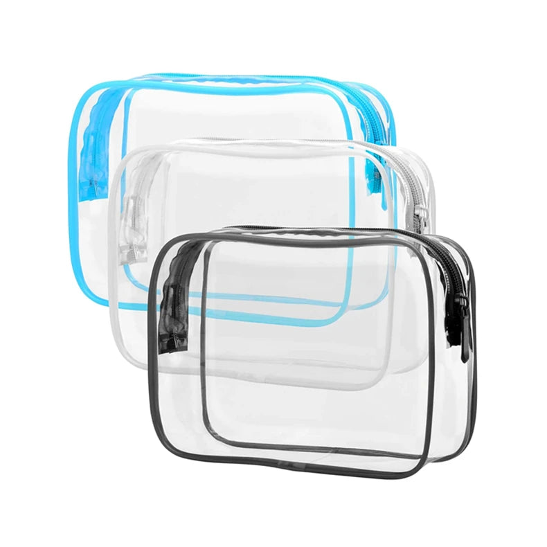Transparent/Clear PVC Cosmetic Bag, Travel Bag, Vinyl with Zipper, Make up Pouch, Makeup Bag