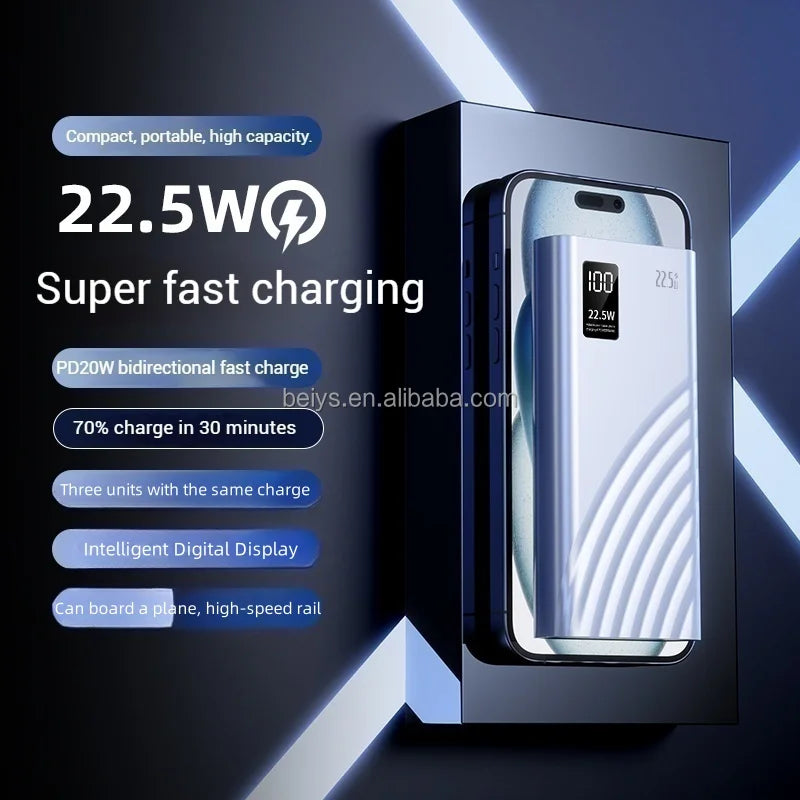 OEM/ODM Custom 20000mAh Powerbanks With Digital Display Dual USB Type C Output 22.5W Portable Power Bank 20000mAh Power Station