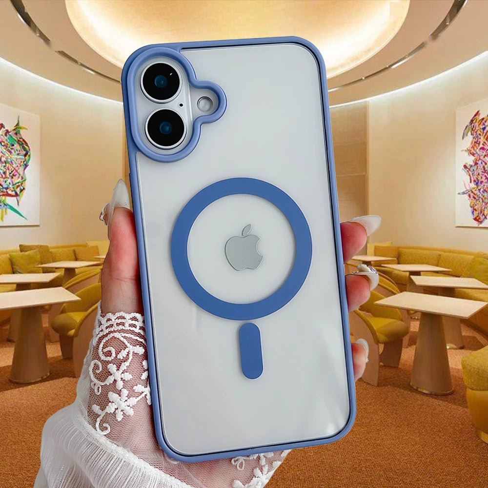 Transparent Magnetic Hard Colorful Phone case for iPhone 17 PRO MAX 16 15