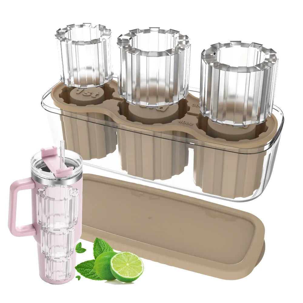 Silicone Cylinder Shape Stanley Cup Ice Mold Cube Tray Ice Maker for Tumblers, Whiskey, Cocktail Drinks and Coffee 20Oz 30Oz 40Oz