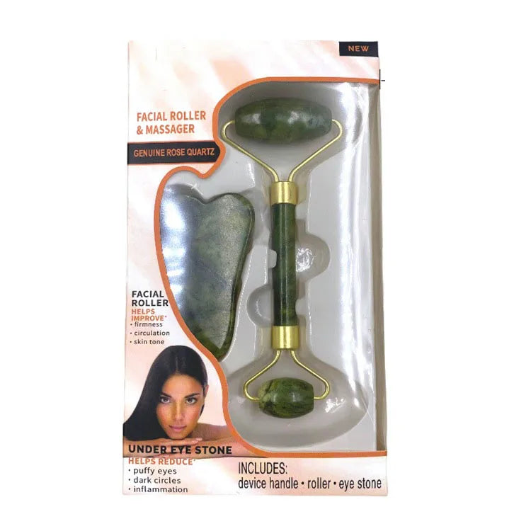 Natural Facial Jade, Lifting Roller and Gua Sha, Massage Tools, Jade Roller Set