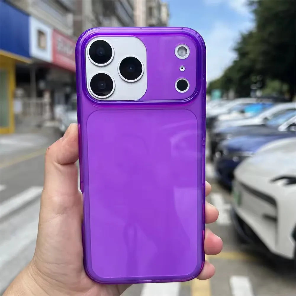 For iphone 15 Pro Max clear Tpu Colored Edge Phone Case,for iphone 17 Pro Max Cases One Colour Neon pink
