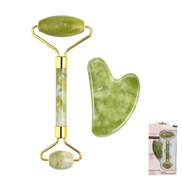 Natural Facial Jade, Lifting Roller and Gua Sha, Massage Tools, Jade Roller Set