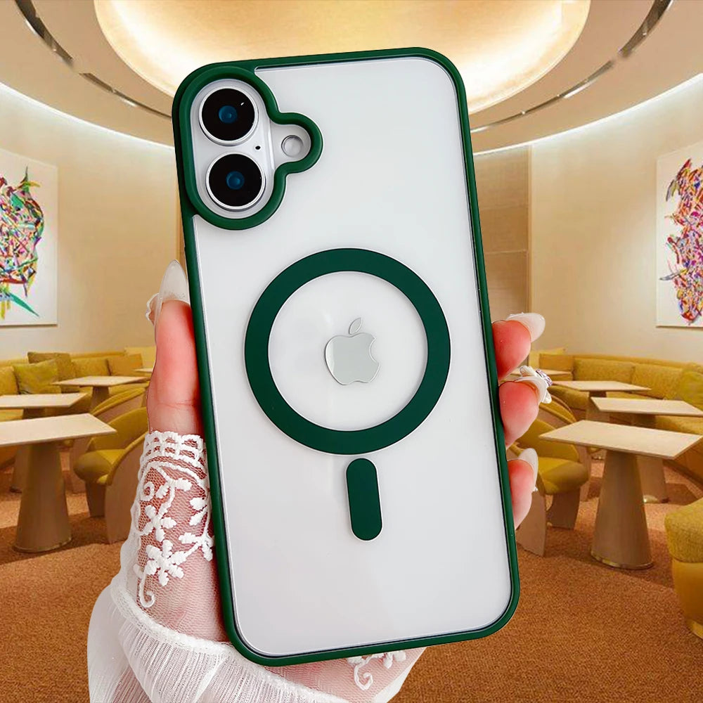 Transparent Magnetic Hard Colorful Phone case for iPhone 17 PRO MAX 16 15