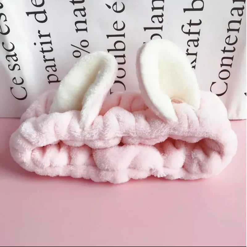 Bowknot Hairband, Rabbit, Cat Ear, Cute Plush Elastic Hair Band, Flannel Make up Headbands