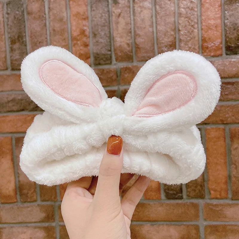 Bowknot Hairband, Rabbit, Cat Ear, Cute Plush Elastic Hair Band, Flannel Make up Headbands