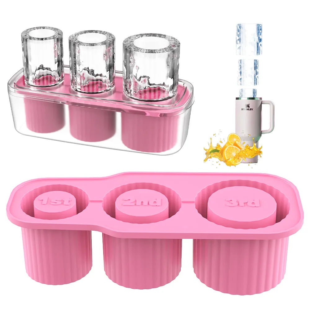Silicone Cylinder Shape Stanley Cup Ice Mold Cube Tray Ice Maker for Tumblers, Whiskey, Cocktail Drinks and Coffee 20Oz 30Oz 40Oz