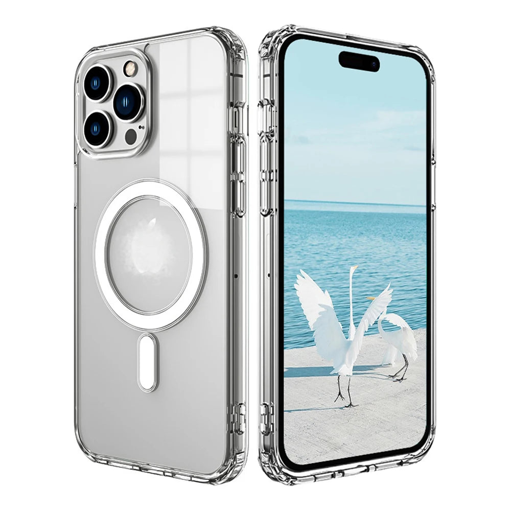 Transparent Magnetic Hard Colorful Phone case for iPhone 17 PRO MAX 16 15