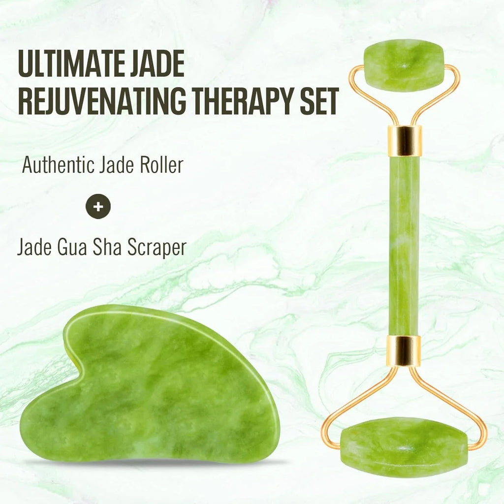 Natural Facial Jade, Lifting Roller and Gua Sha, Massage Tools, Jade Roller Set