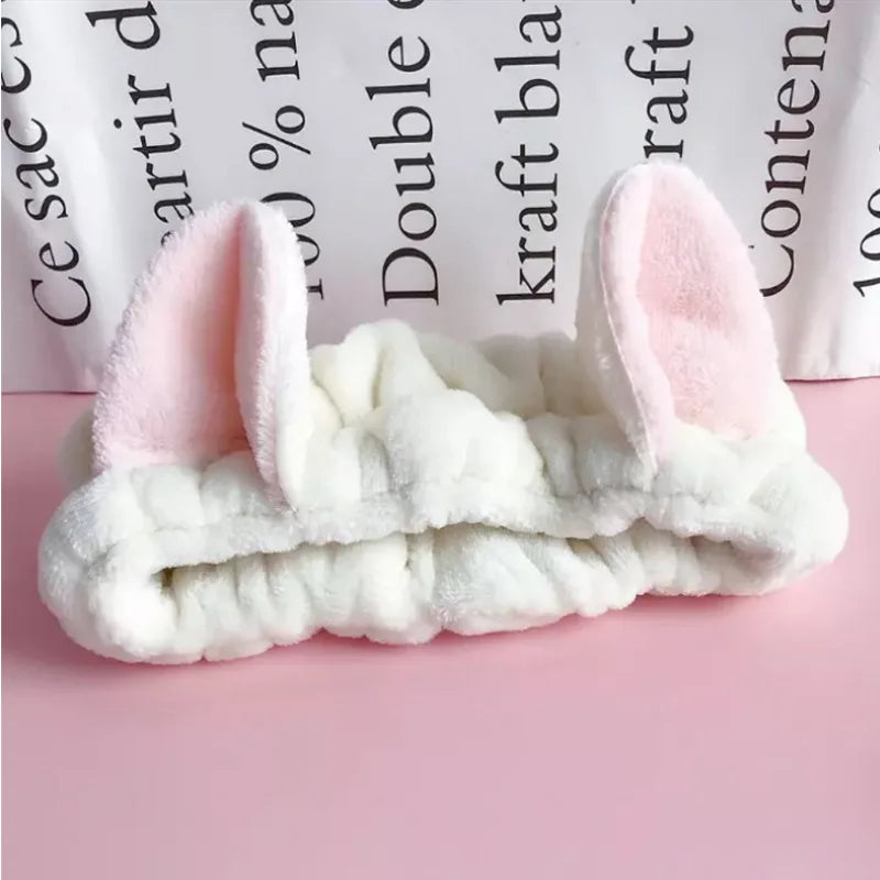 Bowknot Hairband, Rabbit, Cat Ear, Cute Plush Elastic Hair Band, Flannel Make up Headbands