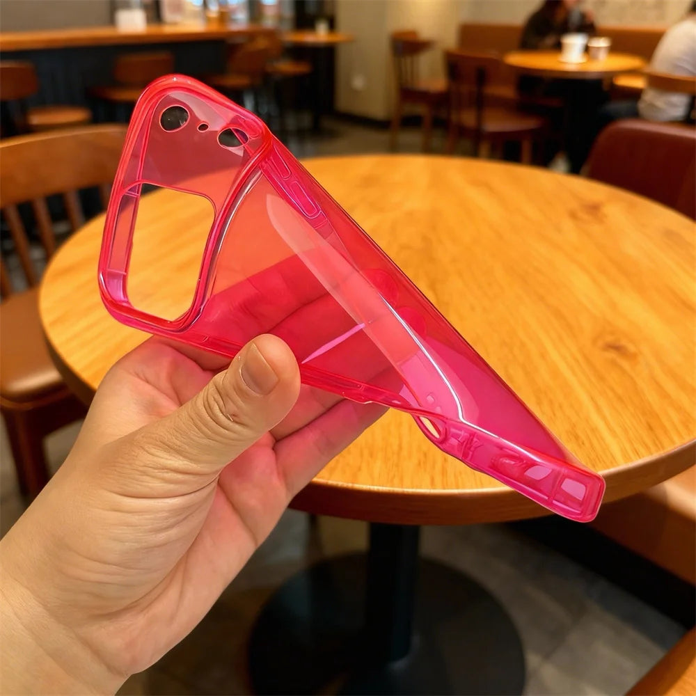 For iphone 15 Pro Max clear Tpu Colored Edge Phone Case,for iphone 17 Pro Max Cases One Colour Neon pink