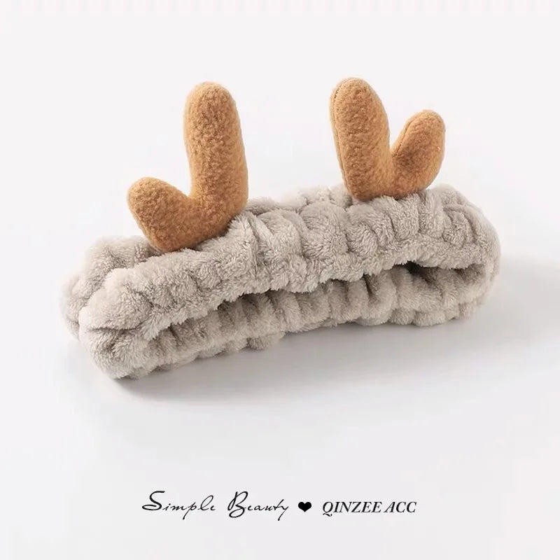 Bowknot Hairband, Rabbit, Cat Ear, Cute Plush Elastic Hair Band, Flannel Make up Headbands