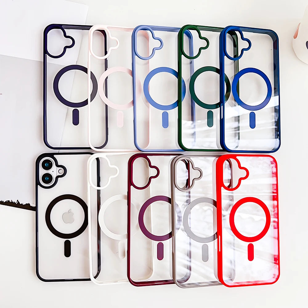Transparent Magnetic Hard Colorful Phone case for iPhone 17 PRO MAX 16 15