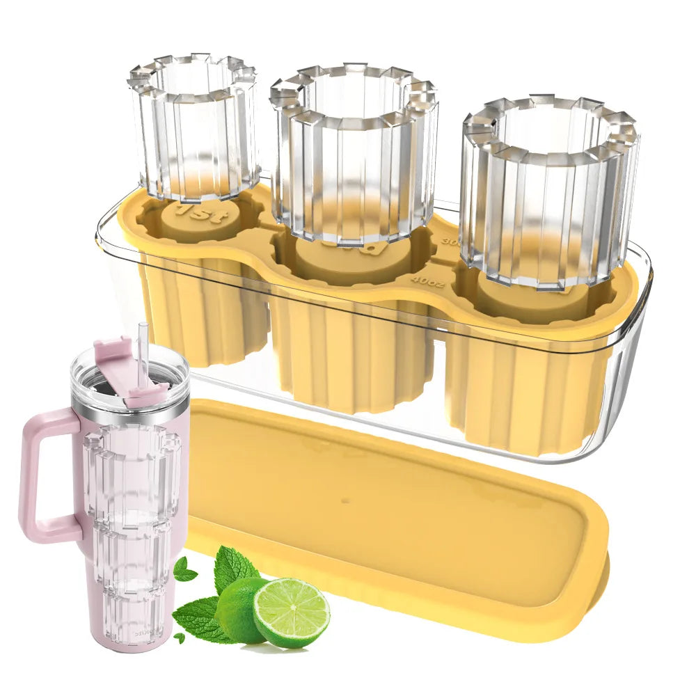 Silicone Cylinder Shape Stanley Cup Ice Mold Cube Tray Ice Maker for Tumblers, Whiskey, Cocktail Drinks and Coffee 20Oz 30Oz 40Oz