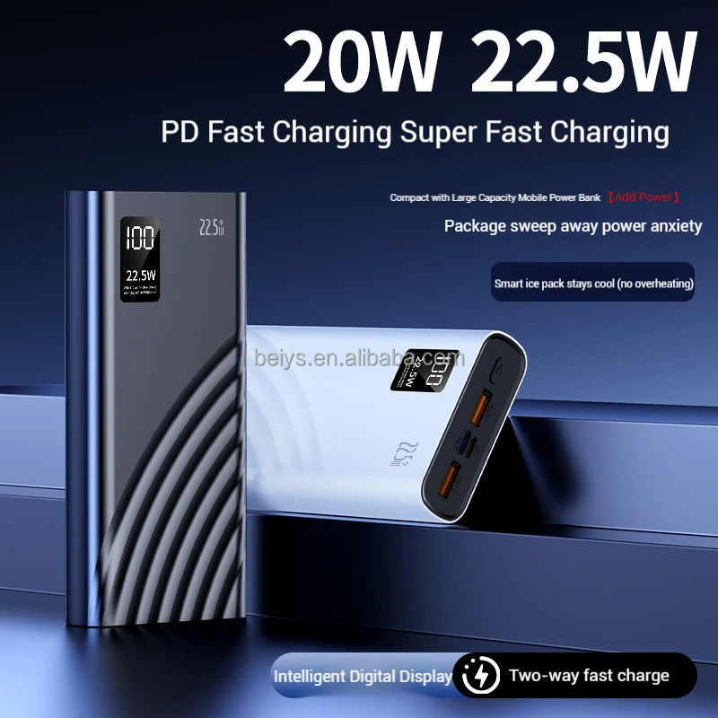 OEM/ODM Custom 20000mAh Powerbanks With Digital Display Dual USB Type C Output 22.5W Portable Power Bank 20000mAh Power Station