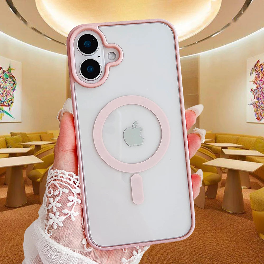 Transparent Magnetic Hard Colorful Phone case for iPhone 17 PRO MAX 16 15
