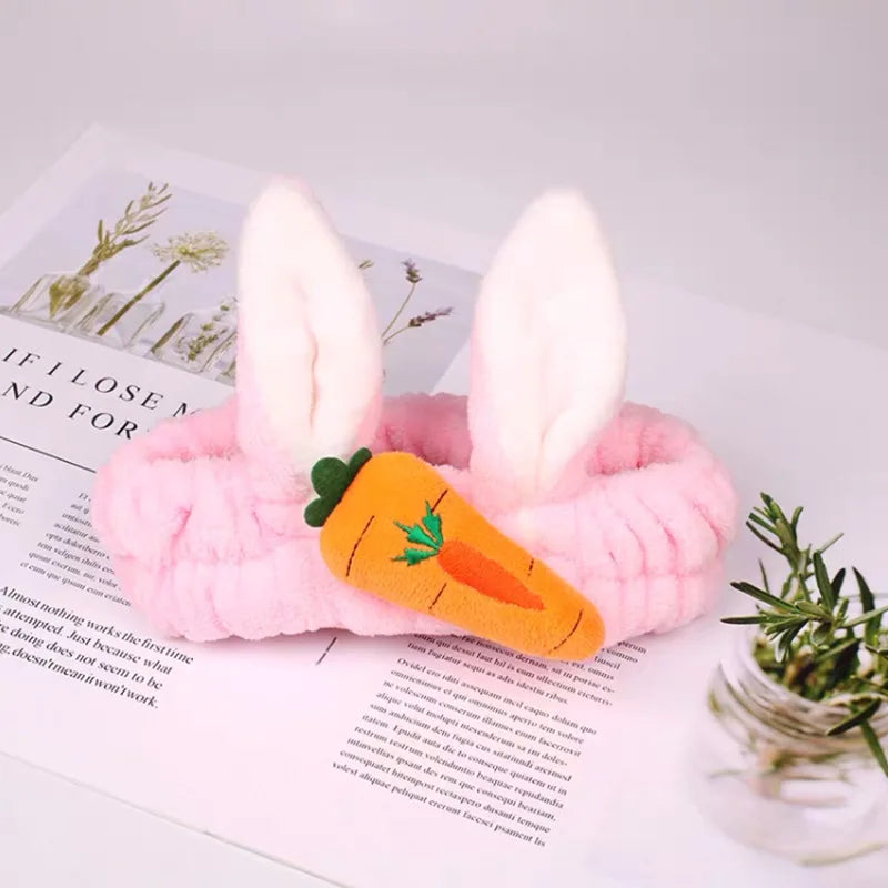 Bowknot Hairband, Rabbit, Cat Ear, Cute Plush Elastic Hair Band, Flannel Make up Headbands
