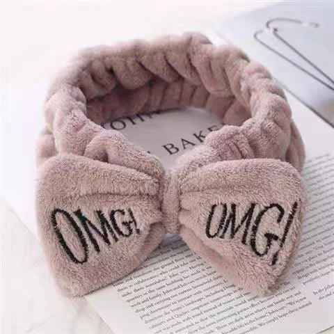 Bowknot Hairband, Rabbit, Cat Ear, Cute Plush Elastic Hair Band, Flannel Make up Headbands