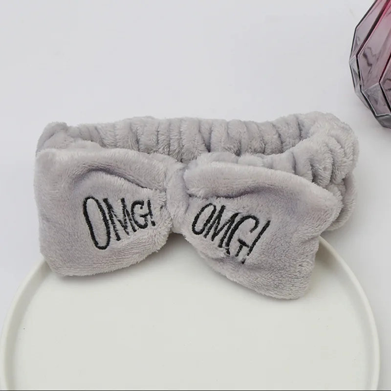 Bowknot Hairband, Rabbit, Cat Ear, Cute Plush Elastic Hair Band, Flannel Make up Headbands