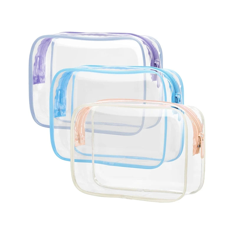 Transparent/Clear PVC Cosmetic Bag, Travel Bag, Vinyl with Zipper, Make up Pouch, Makeup Bag