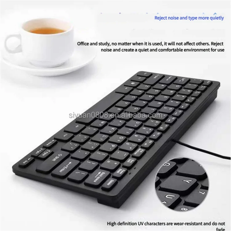 Factory Wholesale Optical Wired USB Keyboard Plug and Play Ultra Thin 78-key Business Mini Keyboard for Desktop Use New