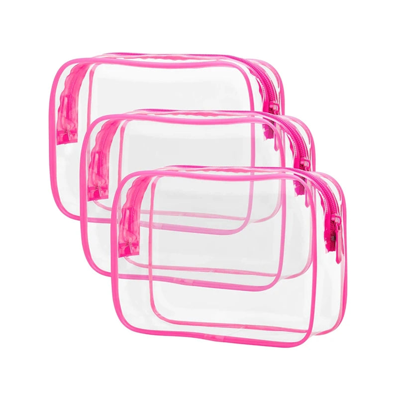 Transparent/Clear PVC Cosmetic Bag, Travel Bag, Vinyl with Zipper, Make up Pouch, Makeup Bag