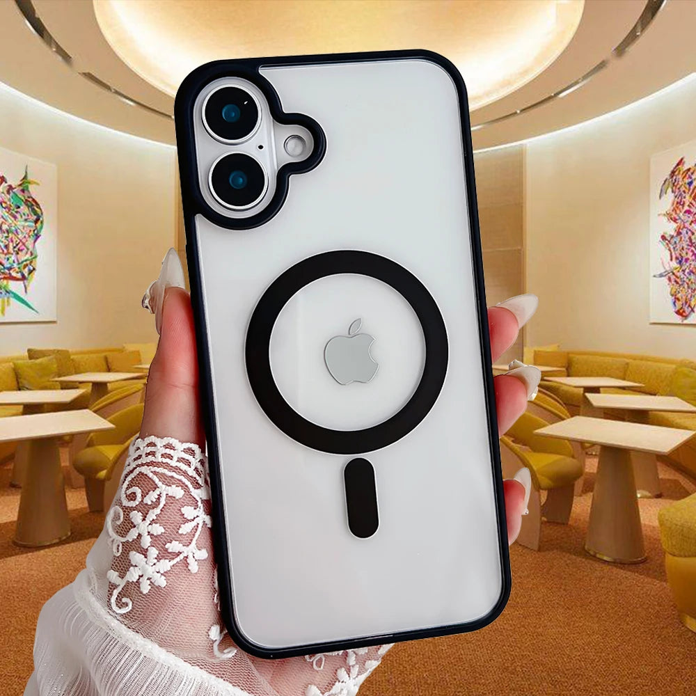 Transparent Magnetic Hard Colorful Phone case for iPhone 17 PRO MAX 16 15
