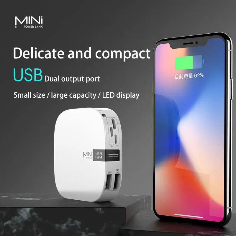 Factory Wholesale 2 USB Portable Slim Power Bank Mobile Phone Charger Portable Mini Q3 Powerbank 10000 Mah With Led Display