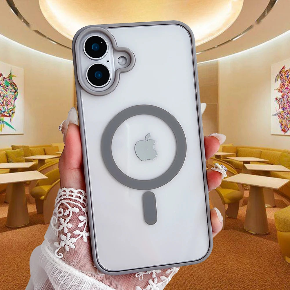 Transparent Magnetic Hard Colorful Phone case for iPhone 17 PRO MAX 16 15