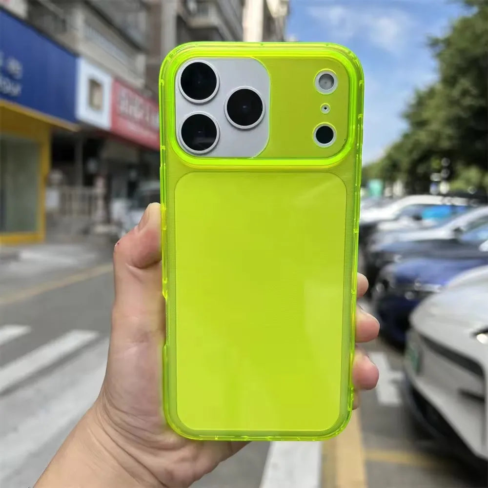 For iphone 15 Pro Max clear Tpu Colored Edge Phone Case,for iphone 17 Pro Max Cases One Colour Neon pink