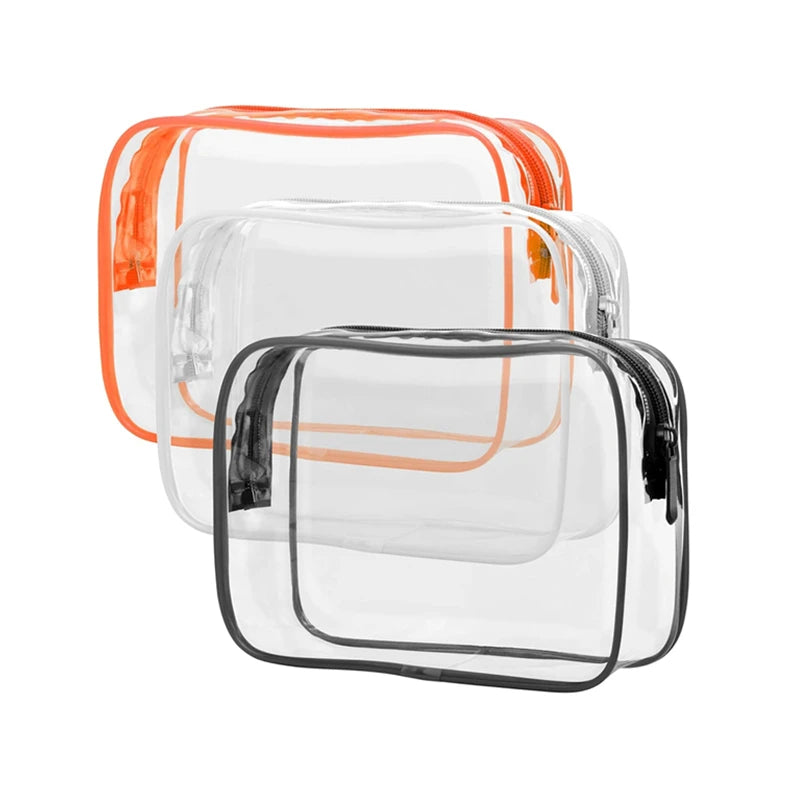 Transparent/Clear PVC Cosmetic Bag, Travel Bag, Vinyl with Zipper, Make up Pouch, Makeup Bag