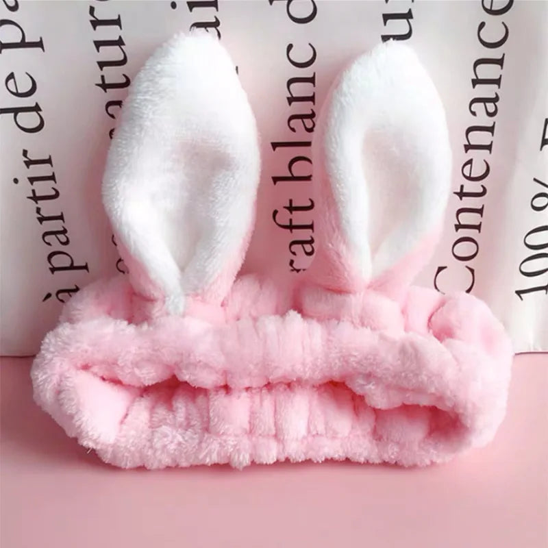 Bowknot Hairband, Rabbit, Cat Ear, Cute Plush Elastic Hair Band, Flannel Make up Headbands