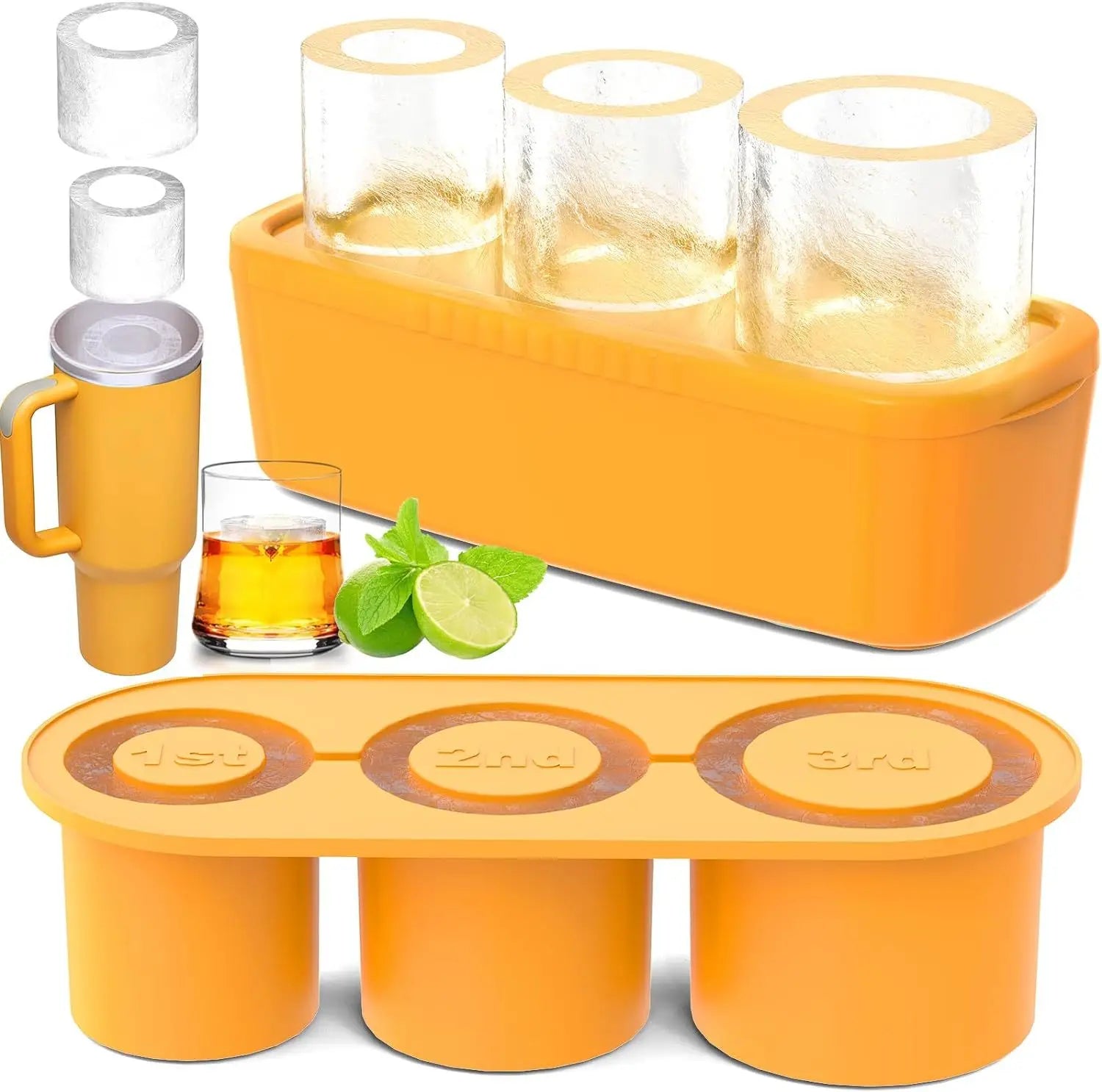 Silicone Cylinder Shape Stanley Cup Ice Mold Cube Tray Ice Maker for Tumblers, Whiskey, Cocktail Drinks and Coffee 20Oz 30Oz 40Oz