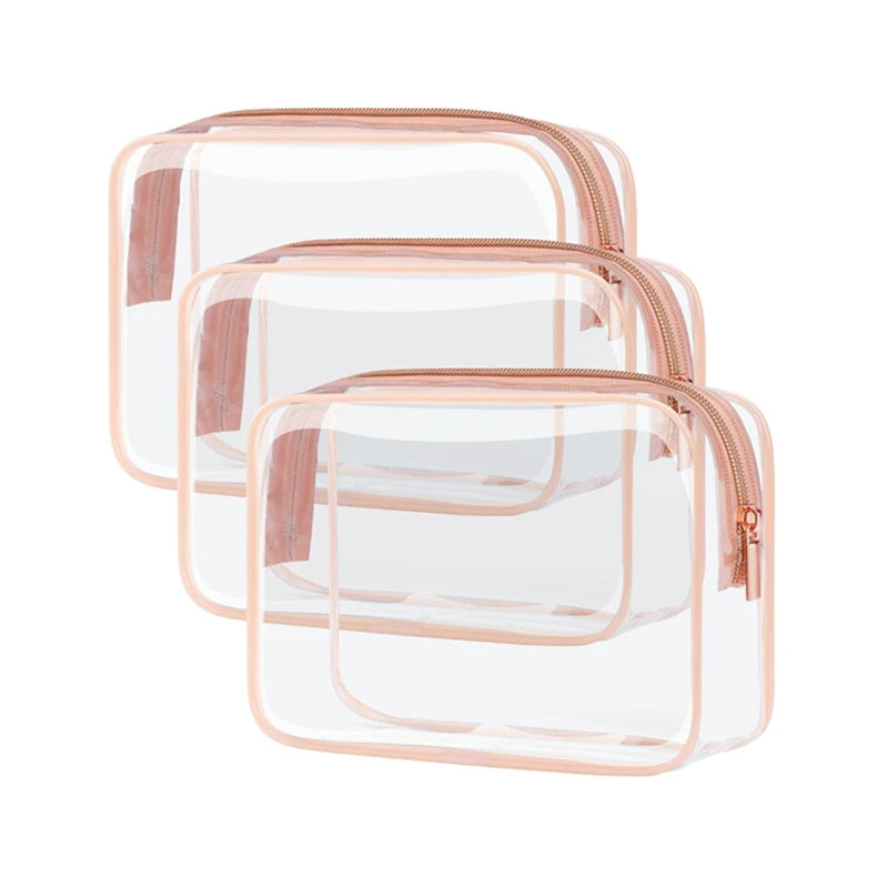Transparent/Clear PVC Cosmetic Bag, Travel Bag, Vinyl with Zipper, Make up Pouch, Makeup Bag