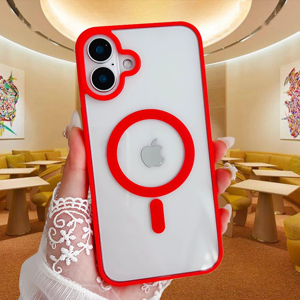Transparent Magnetic Hard Colorful Phone case for iPhone 17 PRO MAX 16 15
