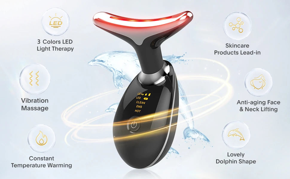 Red Light Therapy for Face and Neck, Red Light Therapy Wand, 3 Color Led Face and Neck Red Light for Skin Tightening