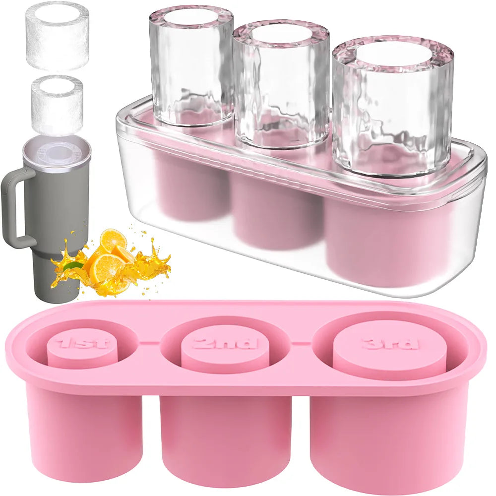 Silicone Cylinder Shape Stanley Cup Ice Mold Cube Tray Ice Maker for Tumblers, Whiskey, Cocktail Drinks and Coffee 20Oz 30Oz 40Oz