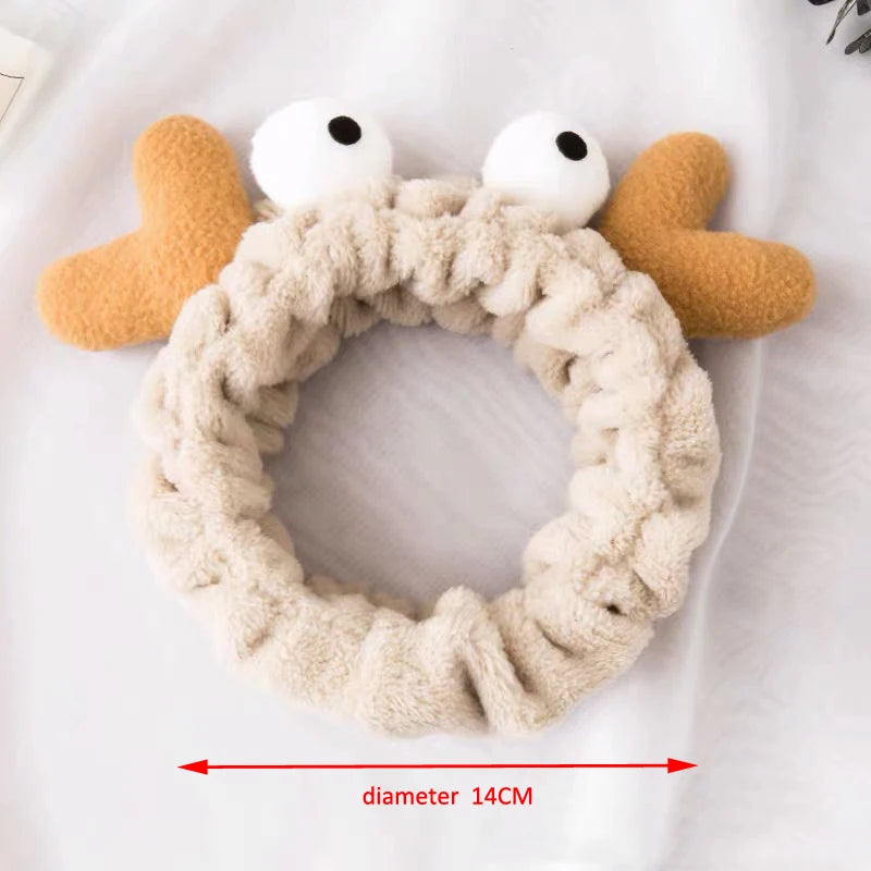 Bowknot Hairband, Rabbit, Cat Ear, Cute Plush Elastic Hair Band, Flannel Make up Headbands