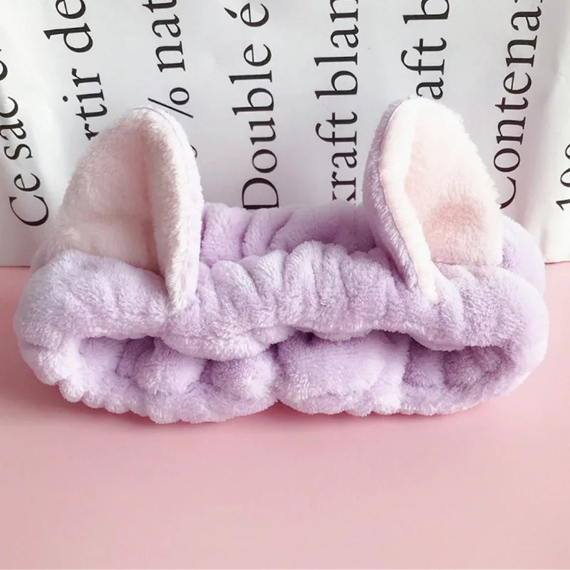 Bowknot Hairband, Rabbit, Cat Ear, Cute Plush Elastic Hair Band, Flannel Make up Headbands