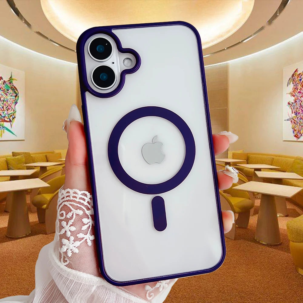 Transparent Magnetic Hard Colorful Phone case for iPhone 17 PRO MAX 16 15