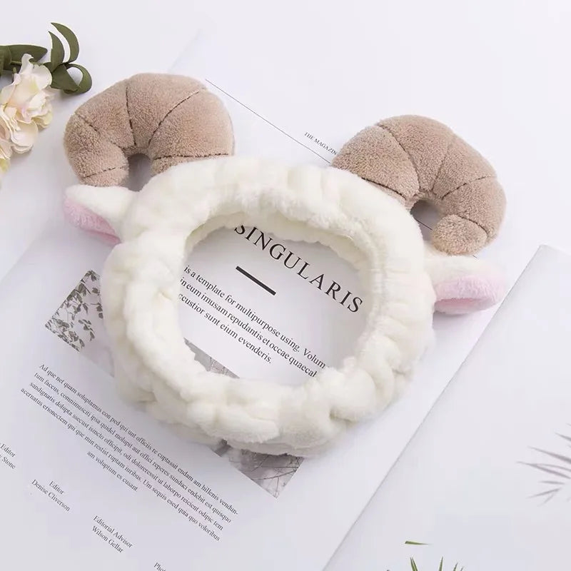 Bowknot Hairband, Rabbit, Cat Ear, Cute Plush Elastic Hair Band, Flannel Make up Headbands