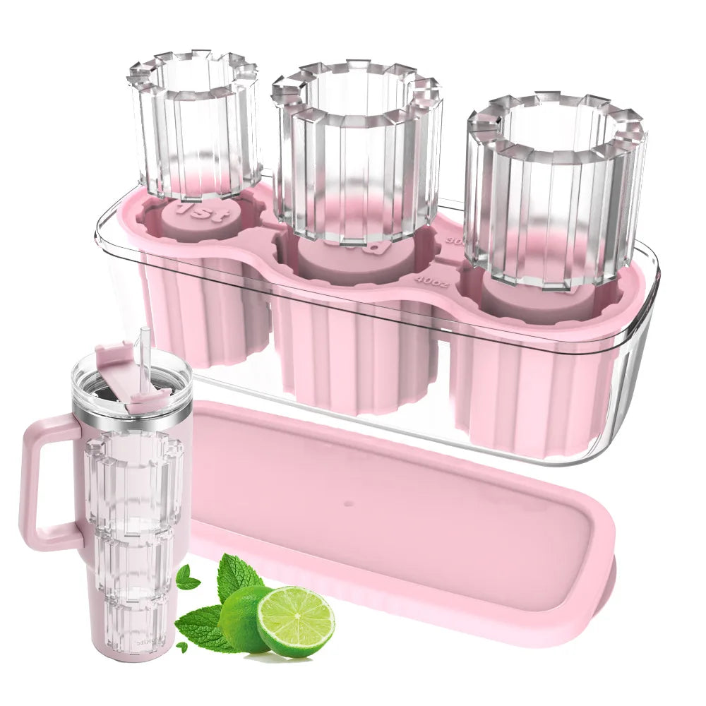 Silicone Cylinder Shape Stanley Cup Ice Mold Cube Tray Ice Maker for Tumblers, Whiskey, Cocktail Drinks and Coffee 20Oz 30Oz 40Oz