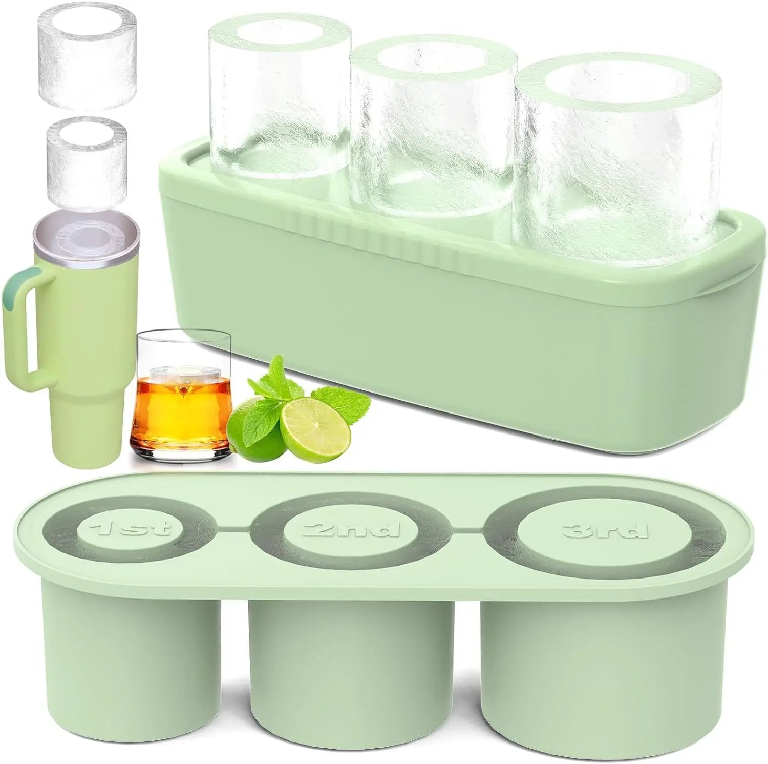 Silicone Cylinder Shape Stanley Cup Ice Mold Cube Tray Ice Maker for Tumblers, Whiskey, Cocktail Drinks and Coffee 20Oz 30Oz 40Oz