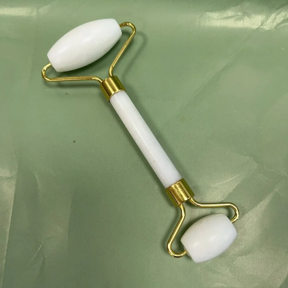Natural White Jade Face Massage Stone, Cosmetics Tools, Facial Jade Roller and Gua Sha Kit, Skin Care Tools