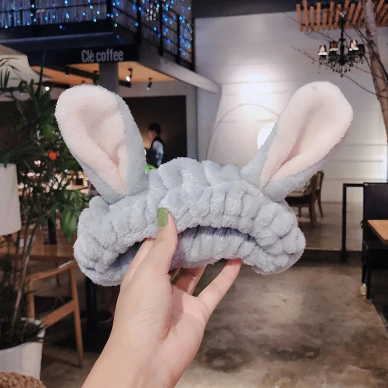 Bowknot Hairband, Rabbit, Cat Ear, Cute Plush Elastic Hair Band, Flannel Make up Headbands