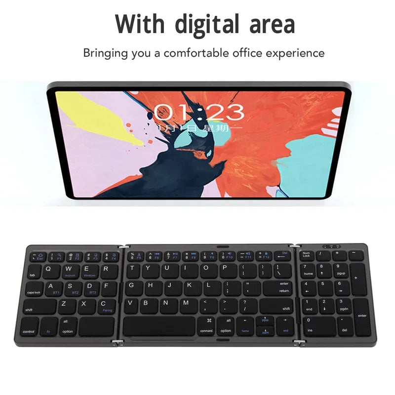 IR Wireless Mini Foldable Keyboard Triple Fold Multiple Device Connection USB 3.0