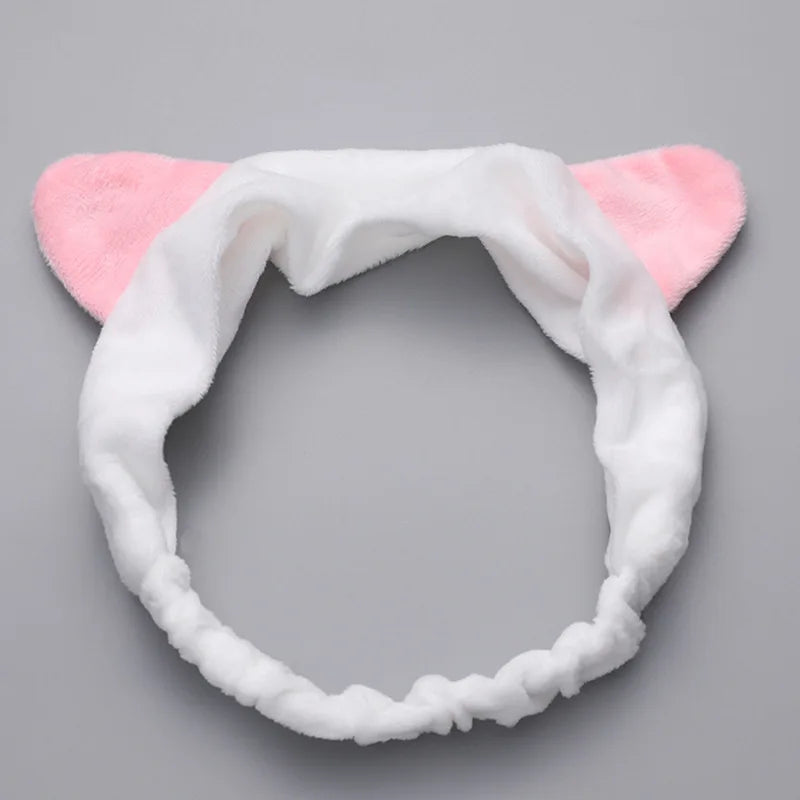 Bowknot Hairband, Rabbit, Cat Ear, Cute Plush Elastic Hair Band, Flannel Make up Headbands